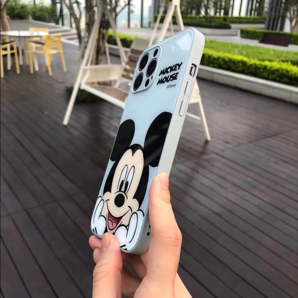 Mickey Mouse Liquid Glass Case in Blue Color for iPhone 13 Pro Max